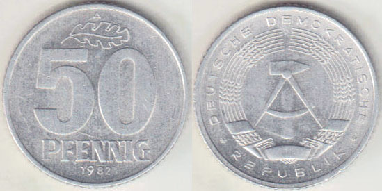 1982 East Germany 50 Pfennig (Unc) A005530